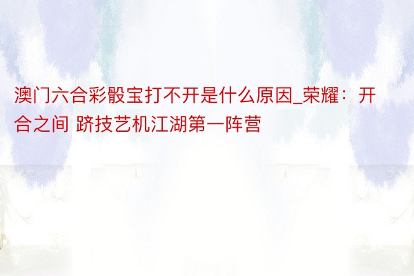 澳门六合彩骰宝打不开是什么原因_荣耀：开合之间 跻技艺机江湖第一阵营