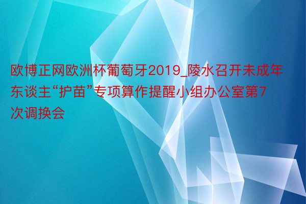 欧博正网欧洲杯葡萄牙2019_陵水召开未成年东谈主“护苗”专项算作提醒小组办公室第7次调换会