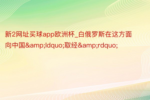 新2网址买球app欧洲杯_白俄罗斯在这方面向中国&ldquo;取经&rdquo;
