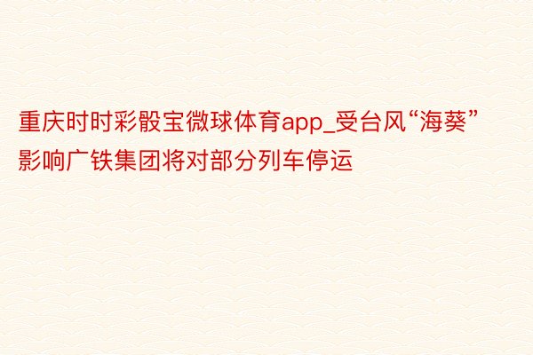 重庆时时彩骰宝微球体育app_受台风“海葵”影响广铁集团将对部分列车停运